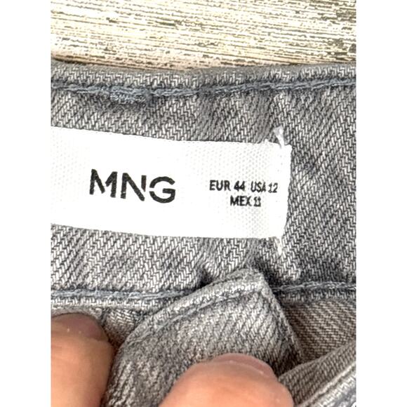 MNG Womens 12 Silver Foil Straight Wide Leg Denim Jeans Evening Wear NEW - Picture 7 of 11